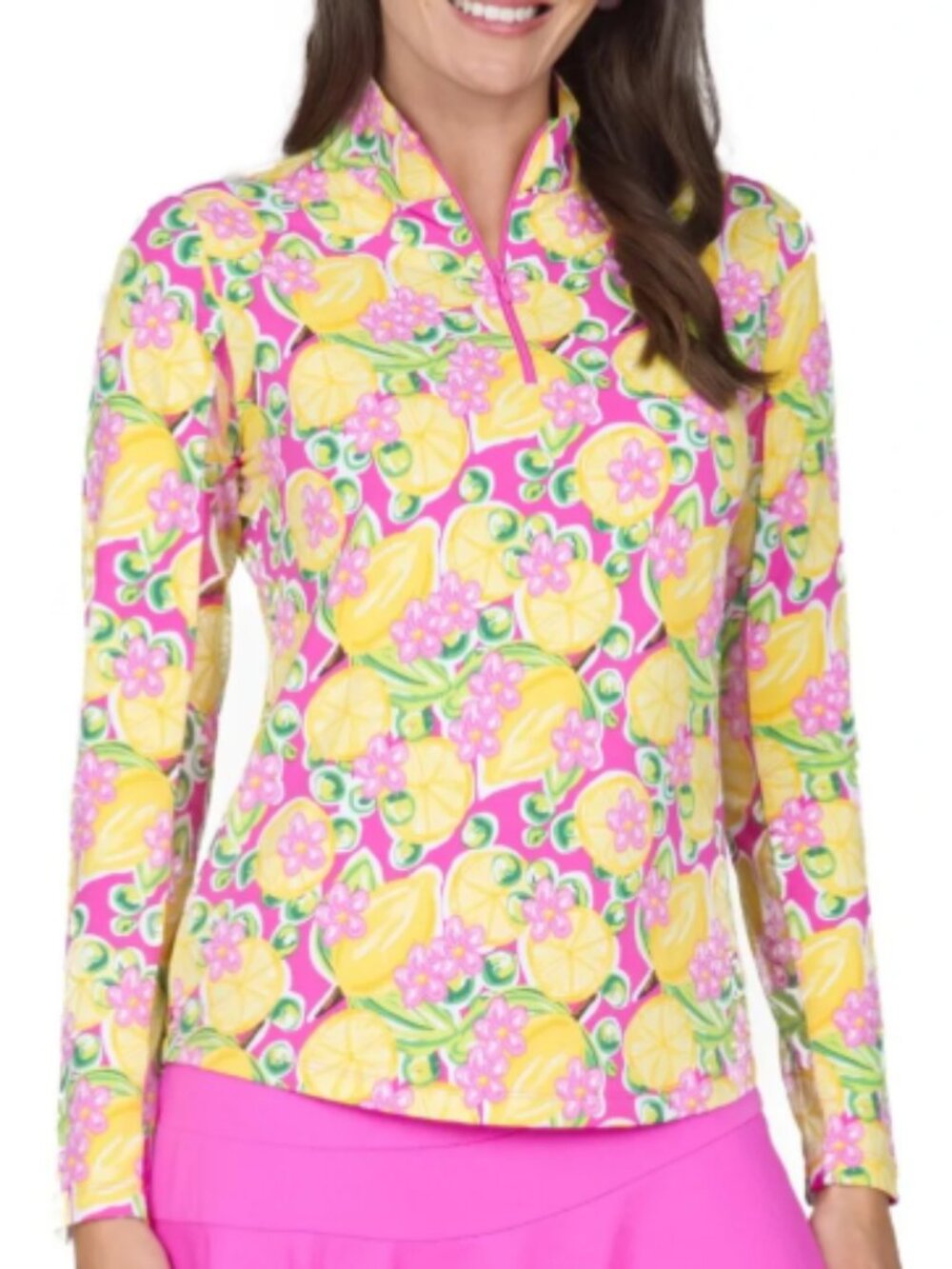 IBKul Lemon Print 1/4 Zip Size XXL